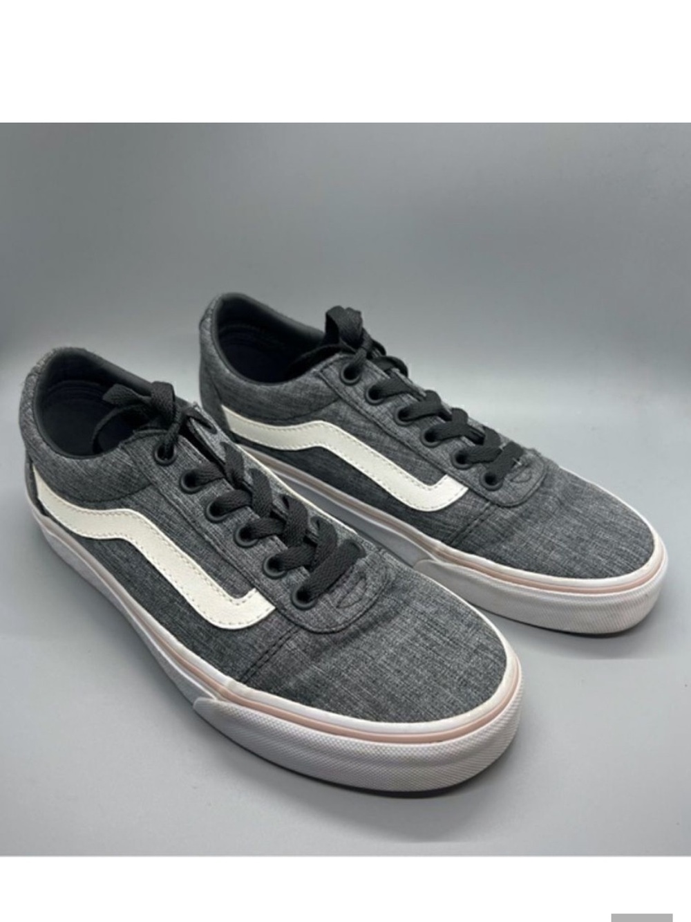 Vans Old Skool Shoes Gray White Pink Stripe Sneakers